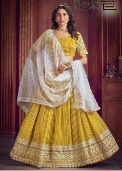 Yellow Georgette Designer Lehenga